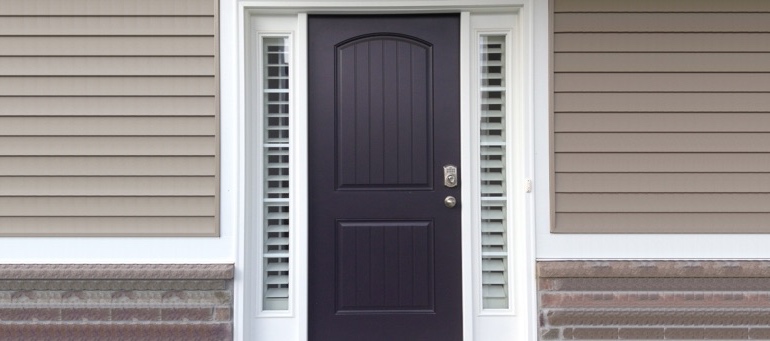 Sidelight Shutters On Black Door In Phoenix, AZ